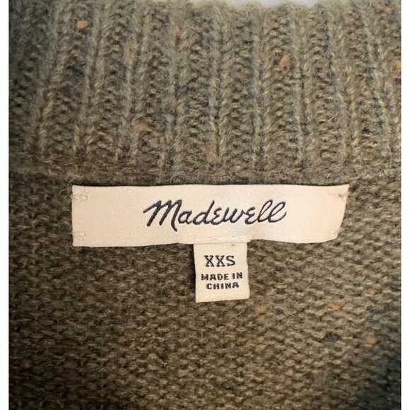 MADEWELL Olive Green Donegal Button-Sleeve Wool-Blend Sweater Dress Size XXS - Picture 5 of 9
